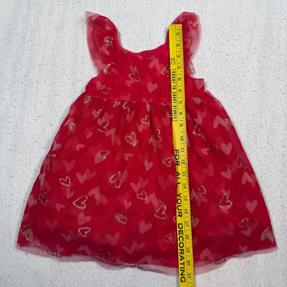 Isaac Mizrahi Red Heart Glitter Tulle Flutter Sleeve Dress Toddler Size 3T